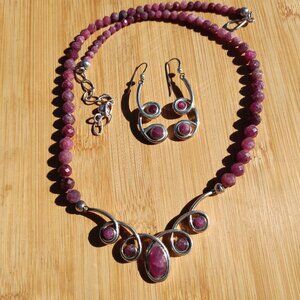 Jay King Gallery Collection Sterling Silver & Pink Sapphire Necklace & Earrings